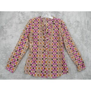 Trucco Top Womens Sie 38 US Small Button Lightweight Polka Dot Retro Career